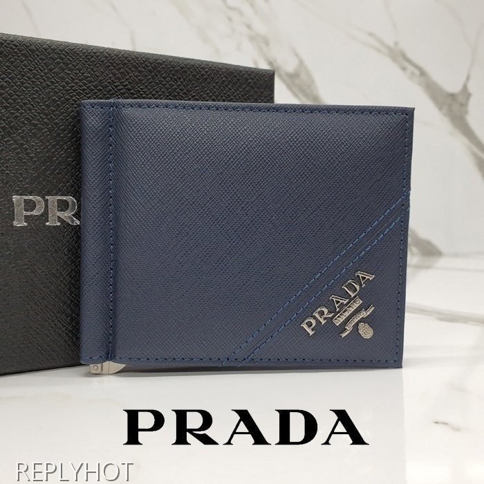 프라다 사피아노 스틸로고 머니클립 지갑