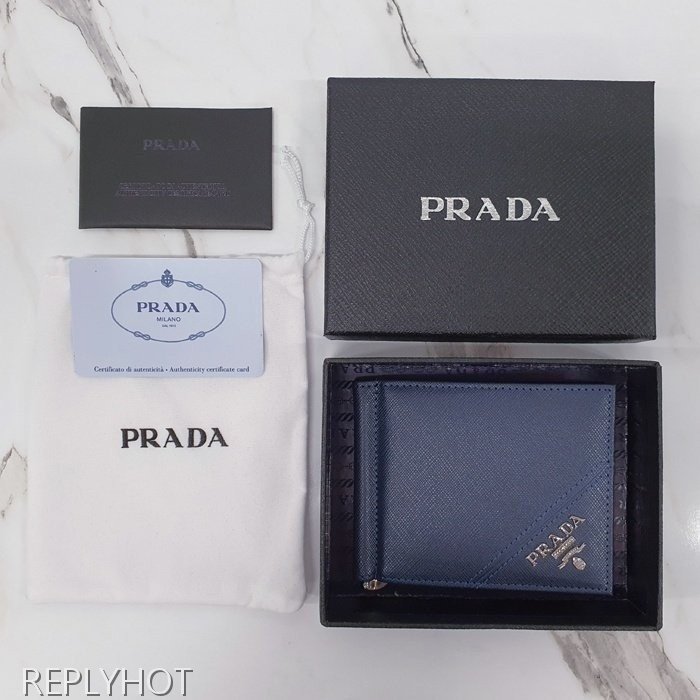 프라다 사피아노 스틸로고 머니클립 지갑