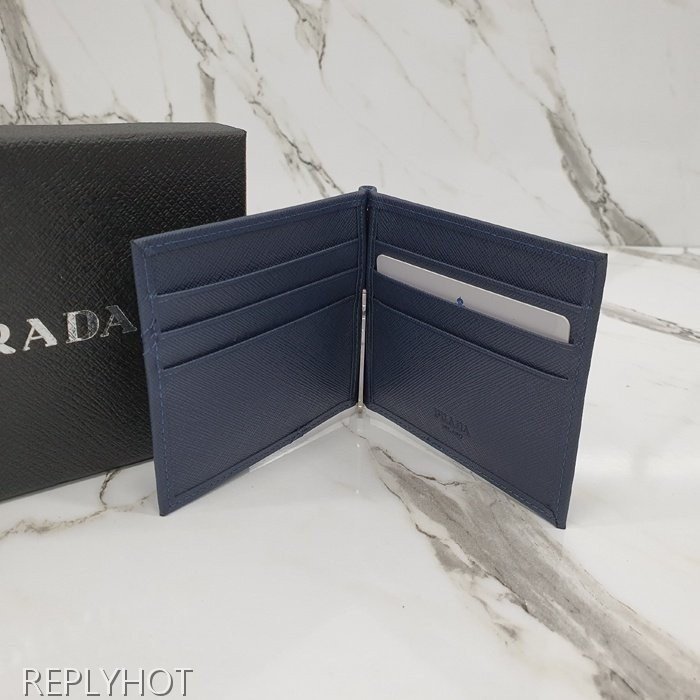 프라다 사피아노 스틸로고 머니클립 지갑