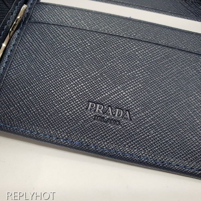 프라다 사피아노 스틸로고 머니클립 지갑