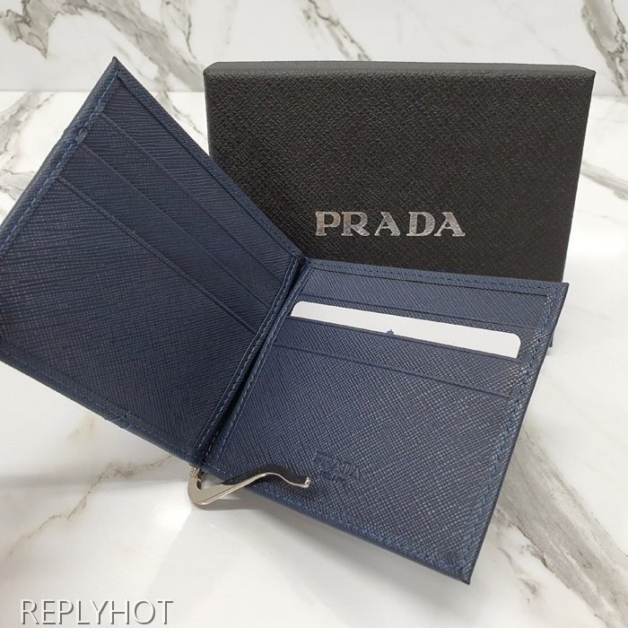 프라다 사피아노 스틸로고 머니클립 지갑