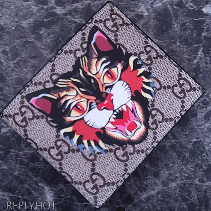 구찌 앵그리캣 반지갑 브라운