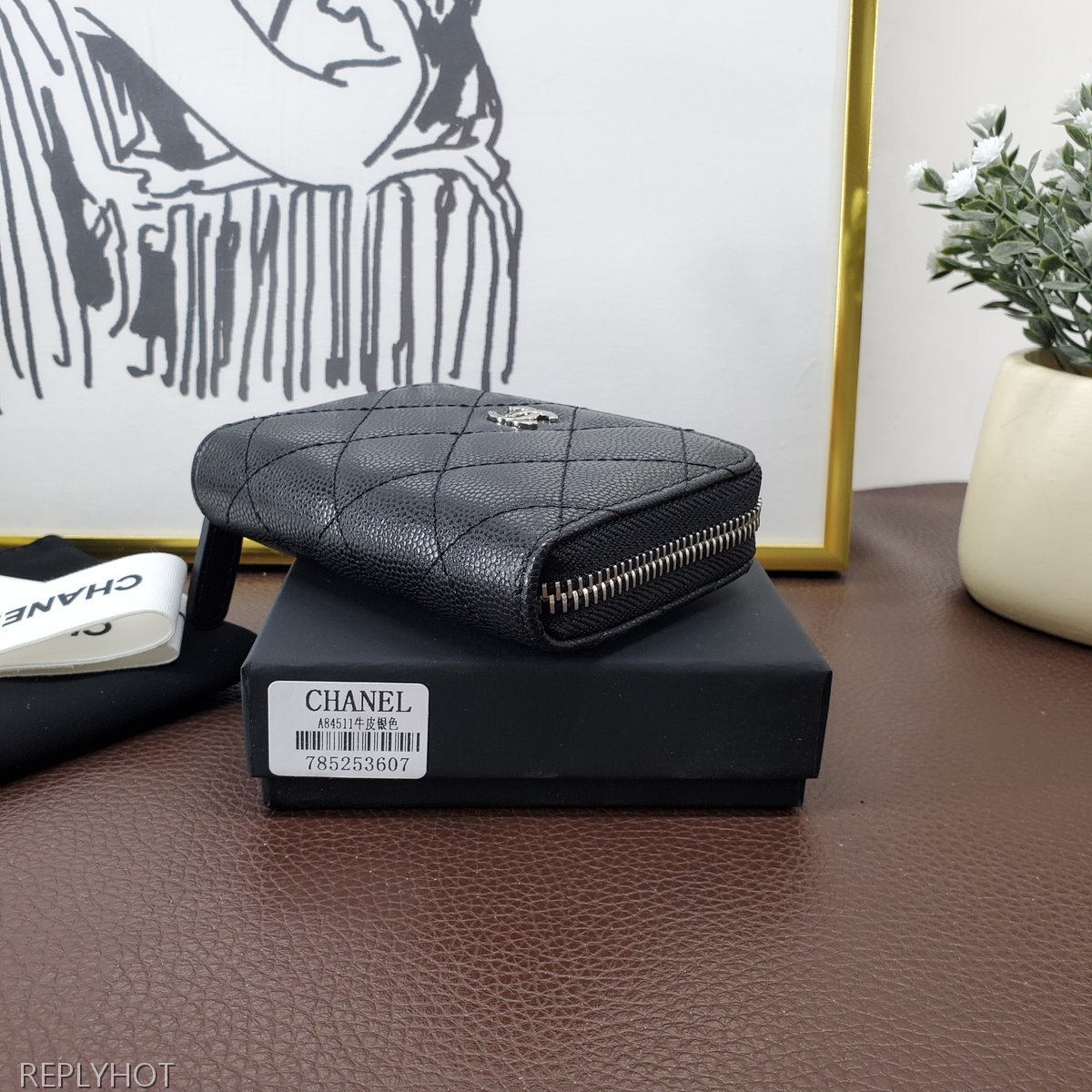 샤넬 캐비어 블랙 은장 지갑 A84511