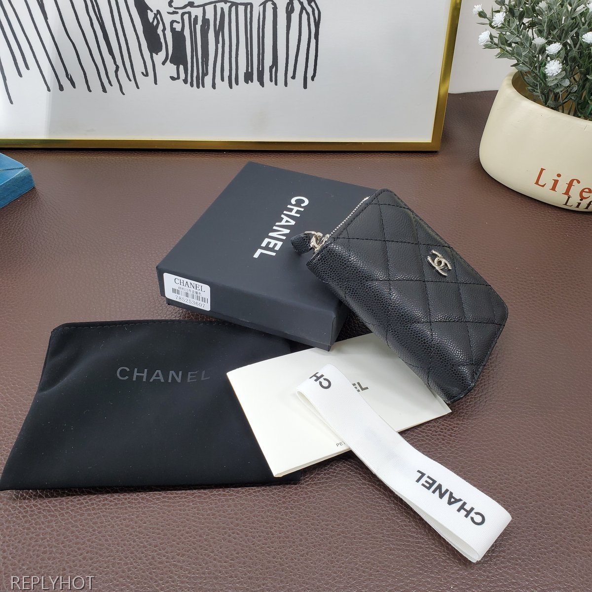 샤넬 캐비어 블랙 은장 지갑 A84511