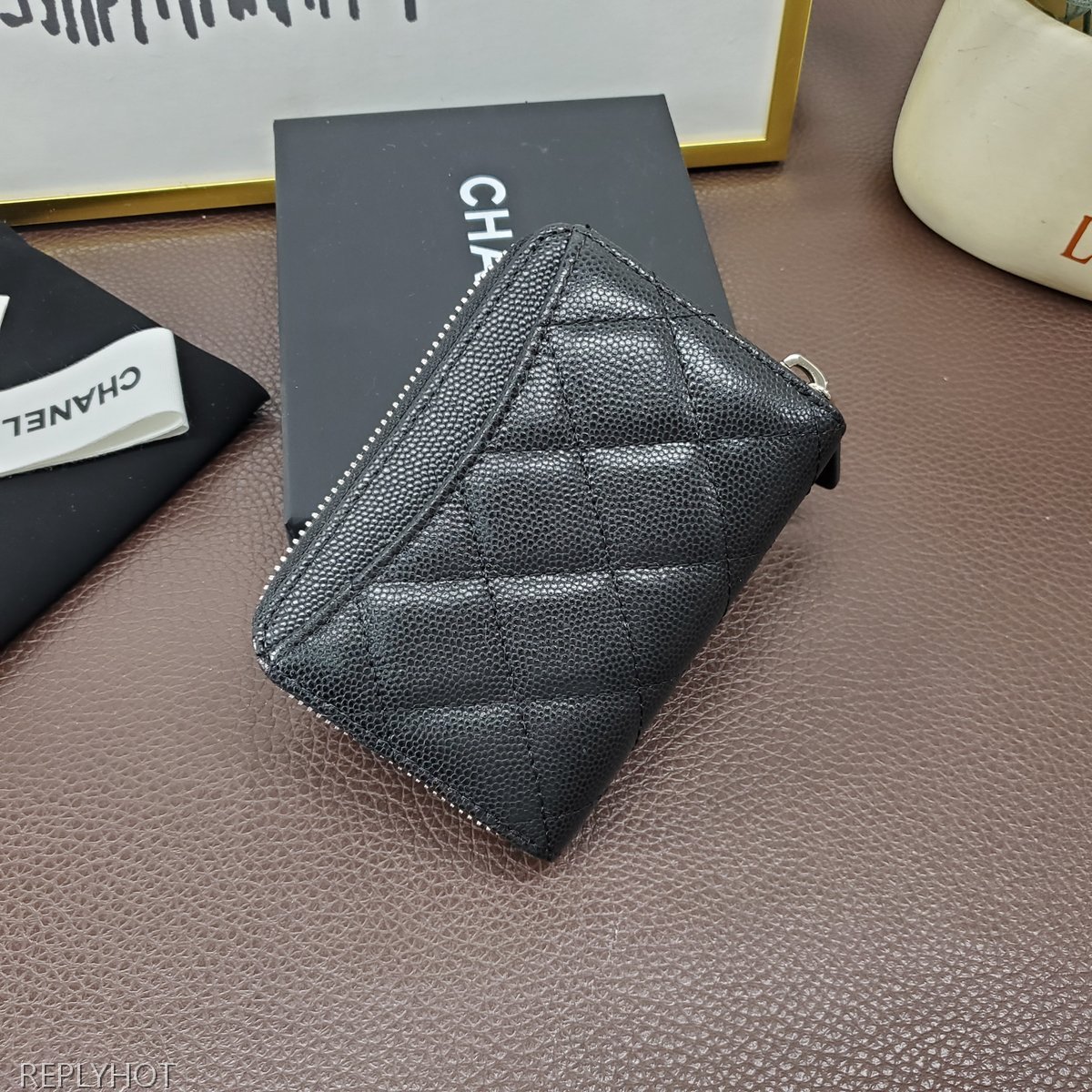 샤넬 캐비어 블랙 은장 지갑 A84511