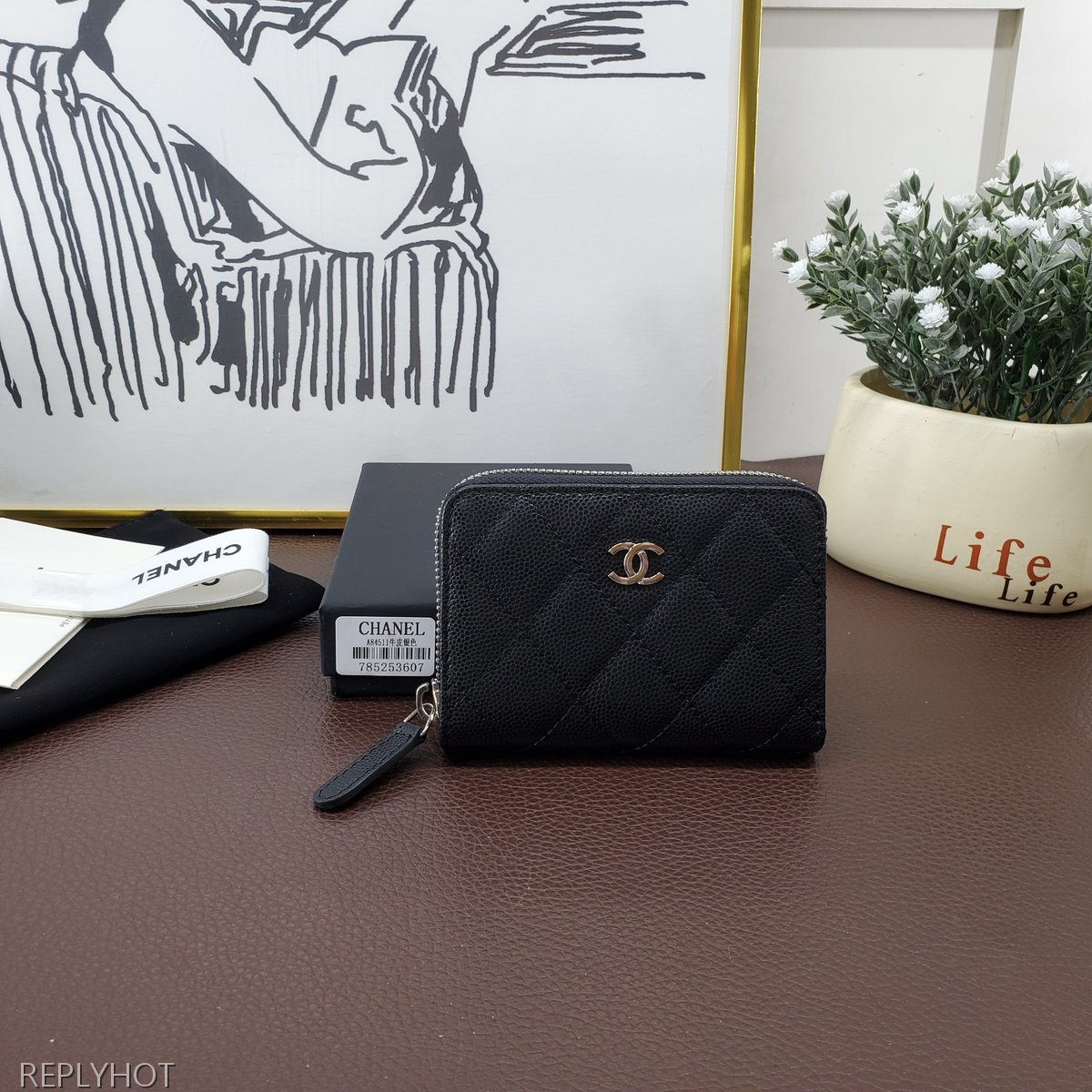 샤넬 캐비어 블랙 은장 지갑 A84511