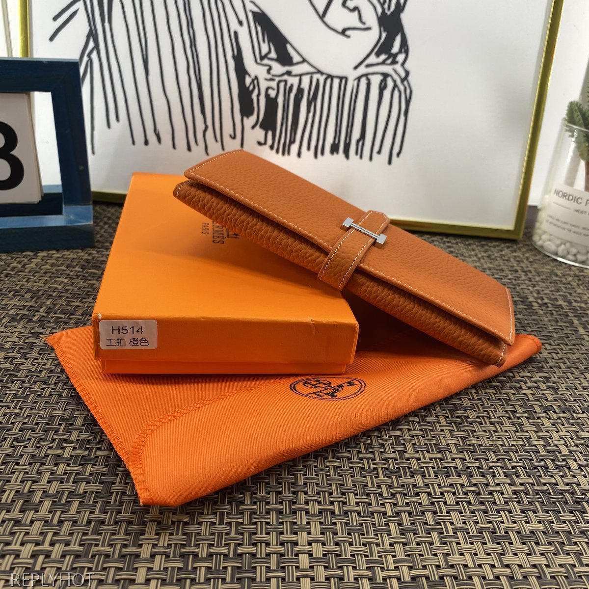 에르메스 지갑 오렌지 H514