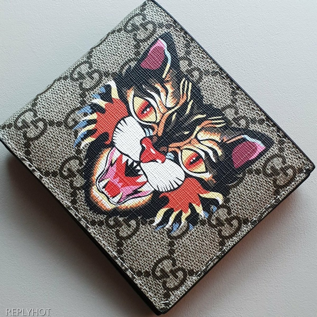 구찌 앵그리캣 반지갑 브라운