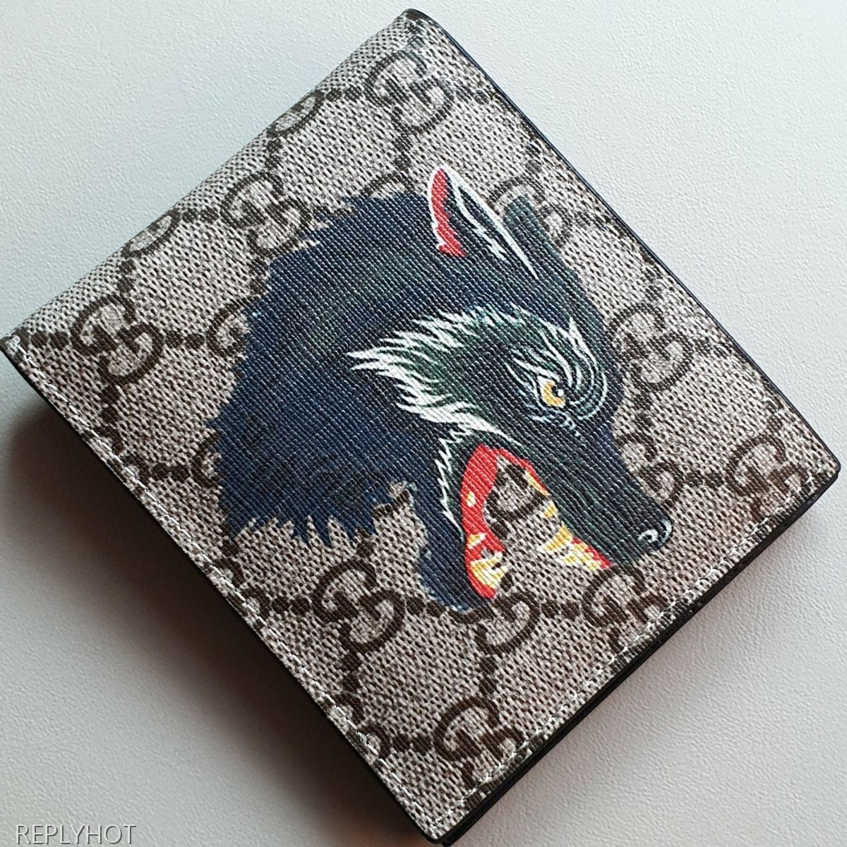 구찌 울프 XXV 반지갑 브라운