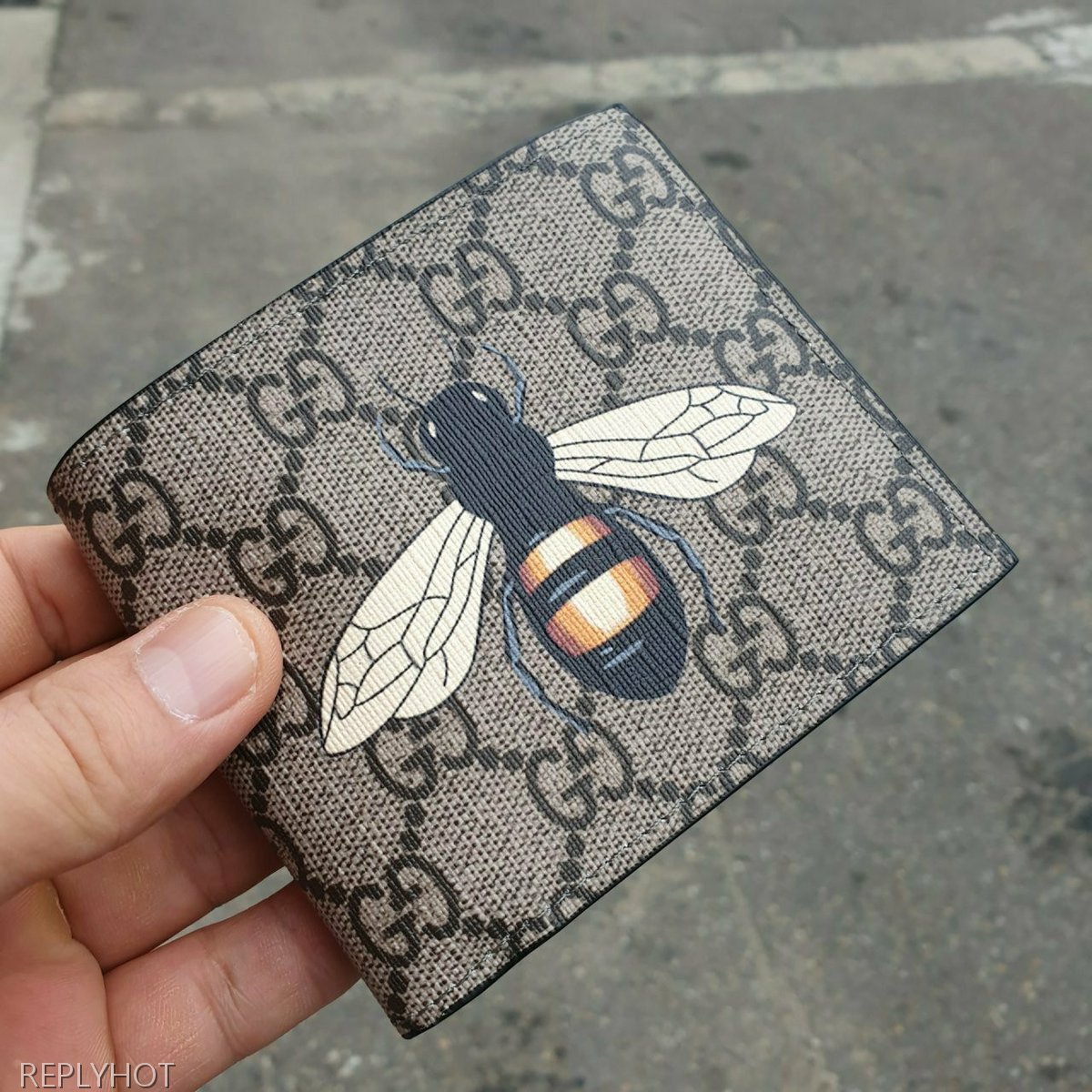 구찌 꿀벌 반지갑 브라운