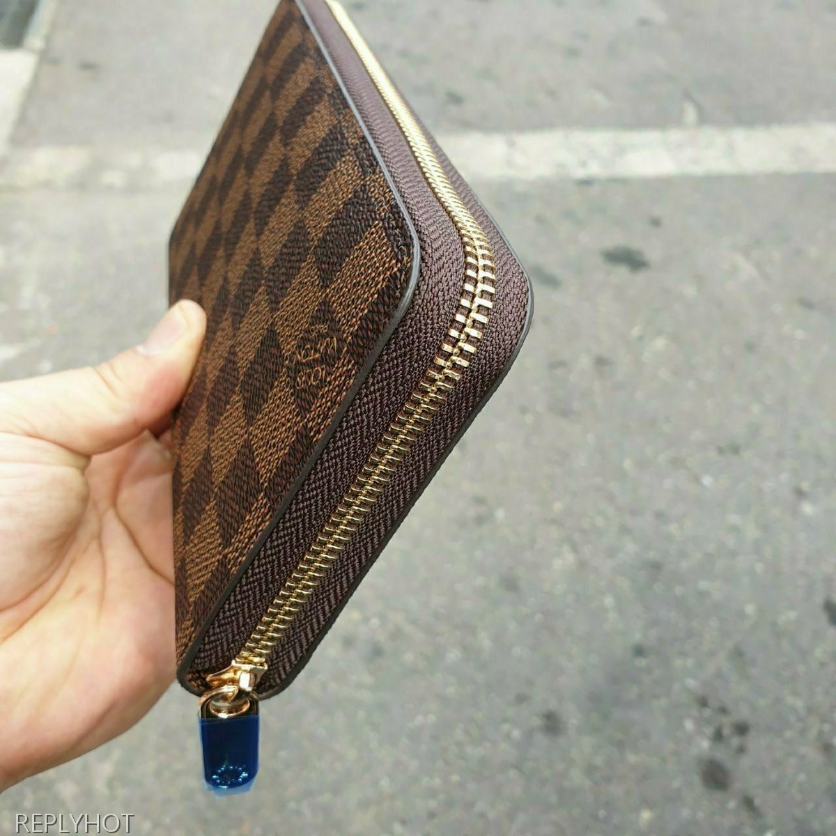 루이비통 다미에 브라운 지퍼 장지갑