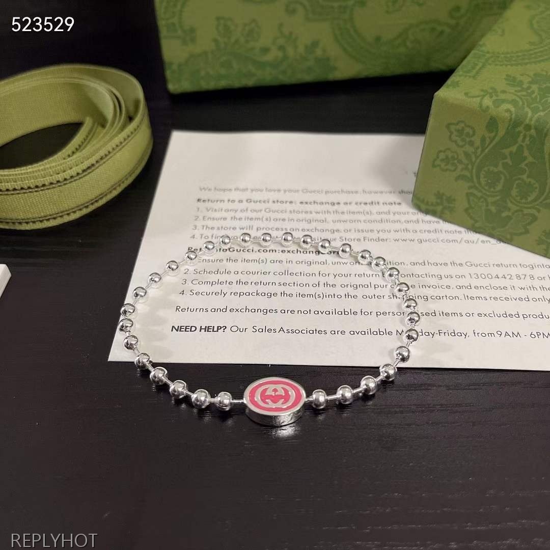 구찌 2024 GG심볼 볼 실버 팔찌