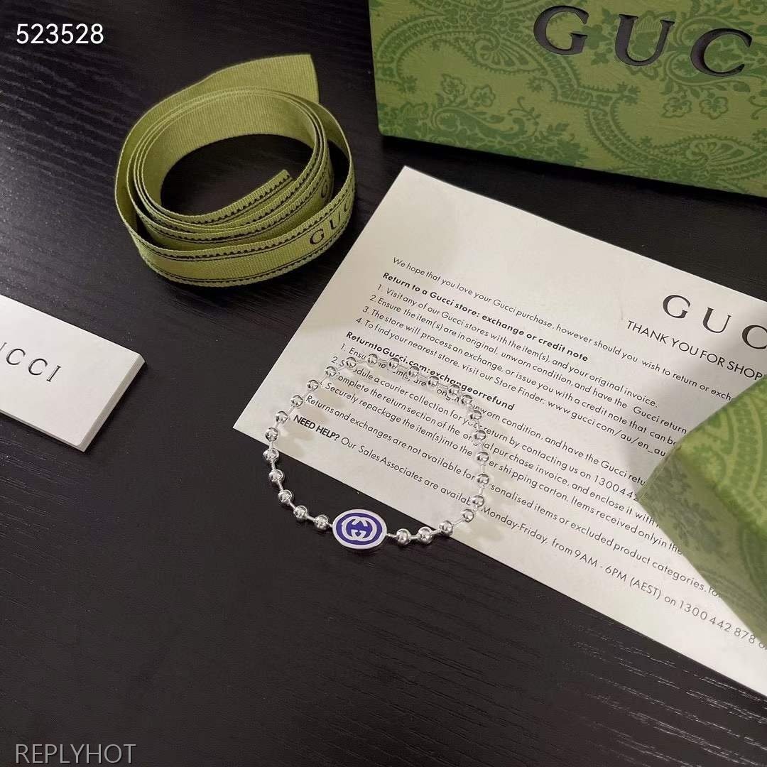 구찌 2024 GG심볼 볼 실버 팔찌