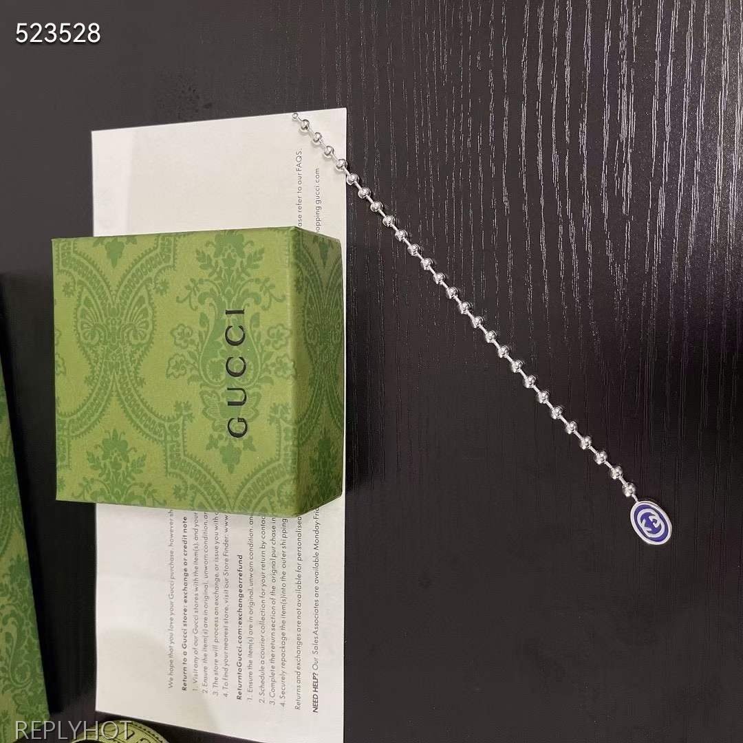 구찌 2024 GG심볼 볼 실버 팔찌