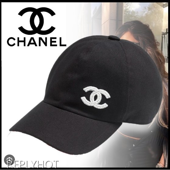 샤넬 코튼 글래스펄캡 모자(블랙)