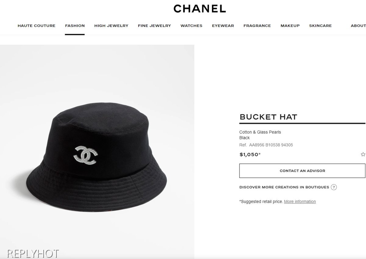 샤넬 코튼 글래스펄버킷햇 모자(블랙)