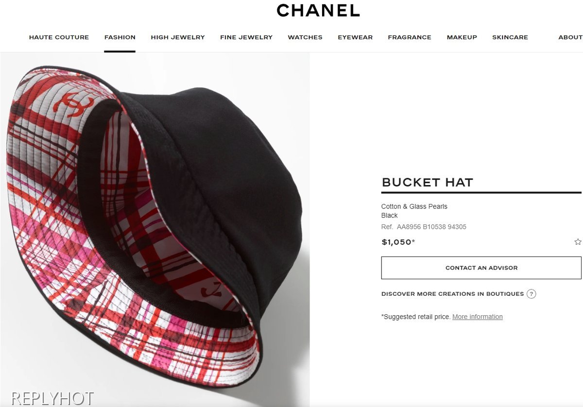 샤넬 코튼 글래스펄버킷햇 모자(블랙)