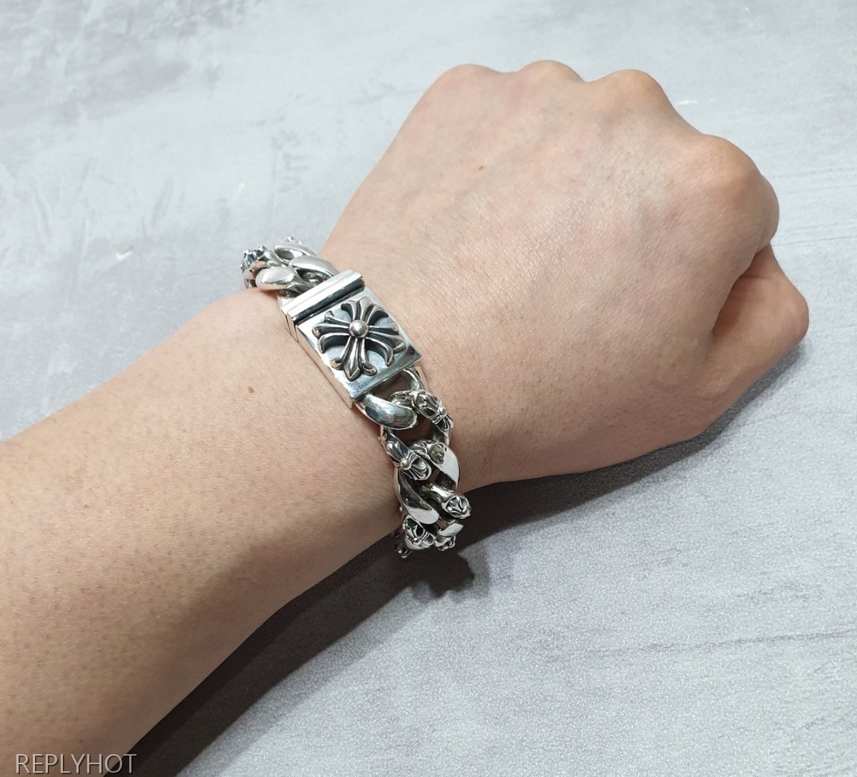 크롬하츠 빅플로랄 925실버 팔찌