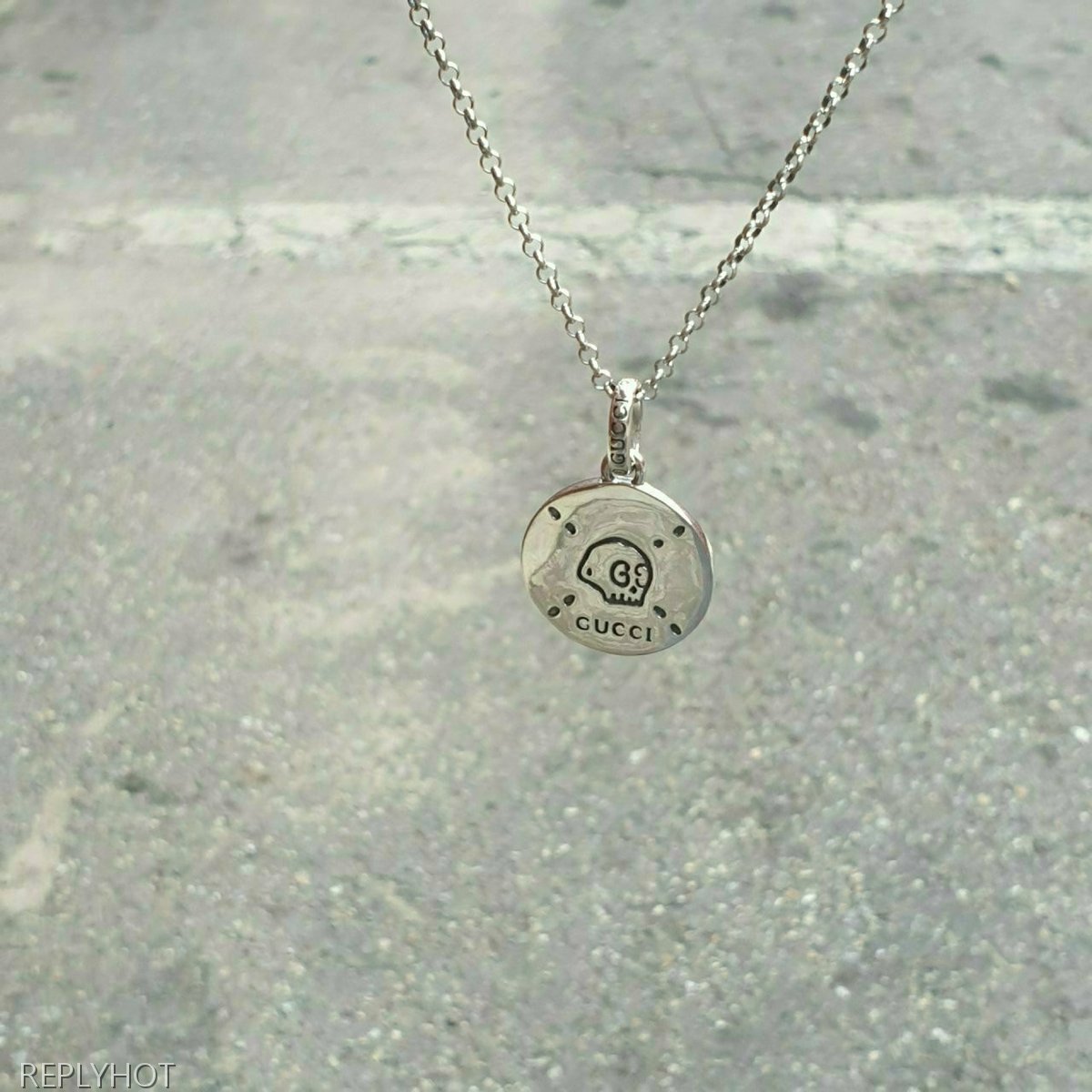 구찌 고스트 GHOST 유니섹스 펜던트 목걸이 Silver 92.5