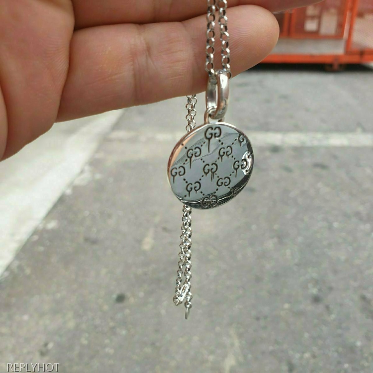 구찌 고스트 GHOST 유니섹스 펜던트 목걸이 Silver 92.5