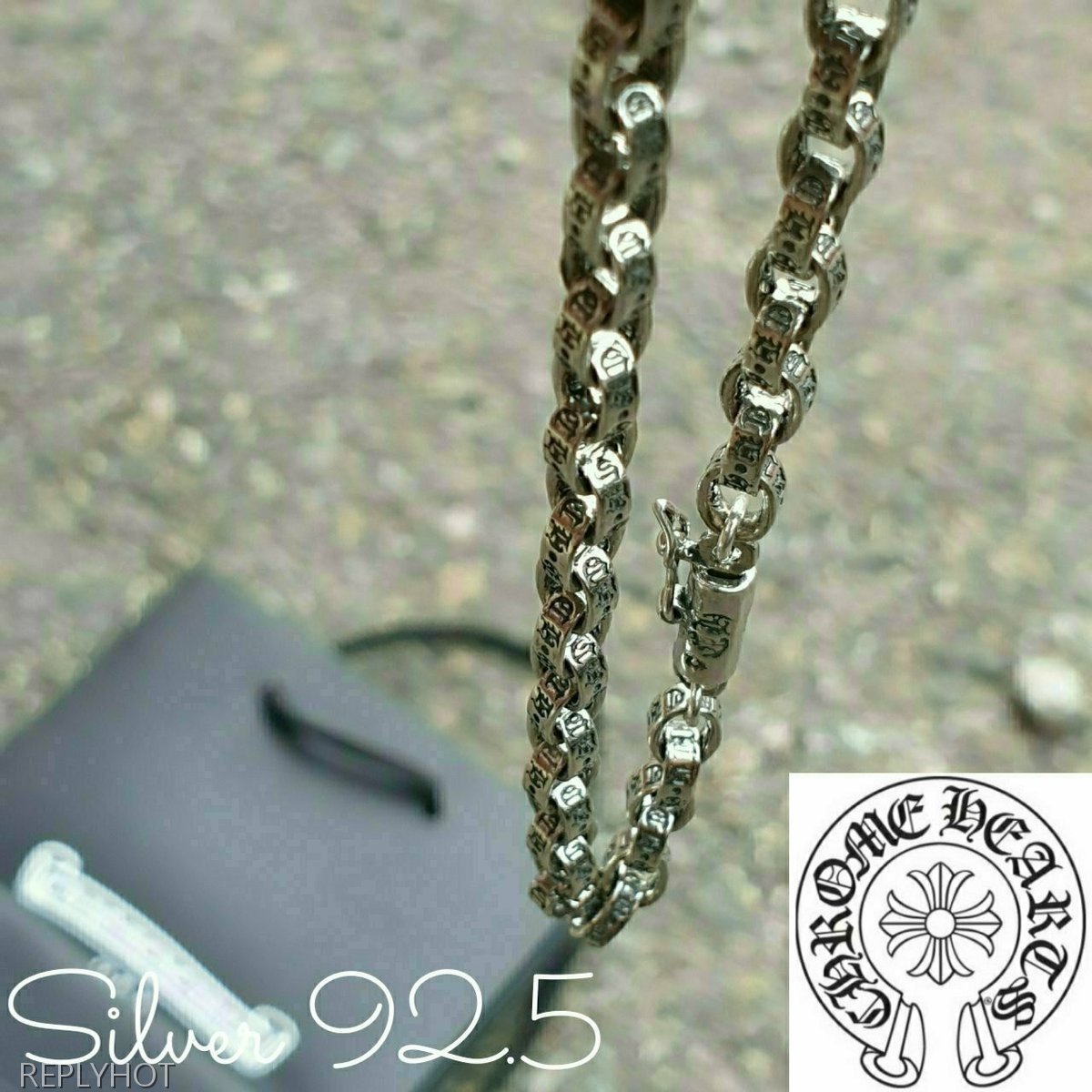 크롬하츠 페이퍼체인 팔찌  Silver 92.5