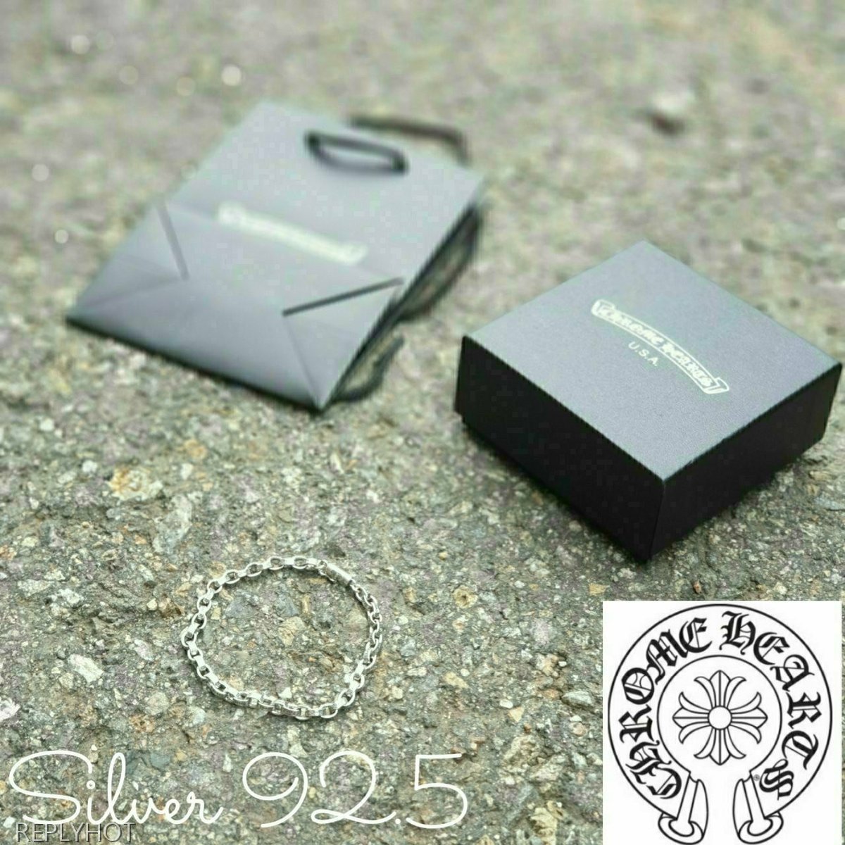 크롬하츠 페이퍼체인 팔찌  Silver 92.5