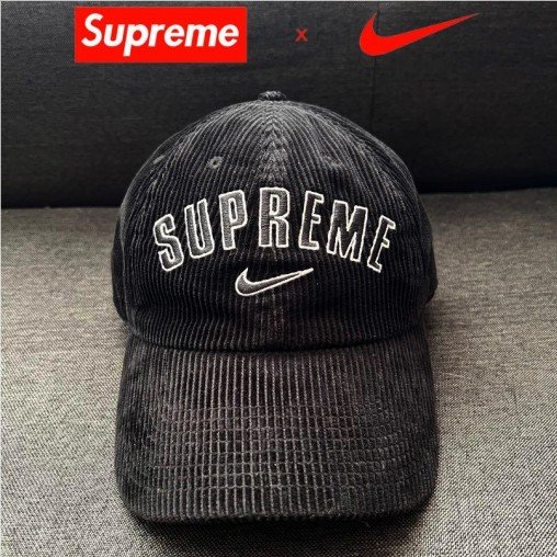 슈프림 x 나이키 아크 코듀로이 6-패널 캡 블랙 모자