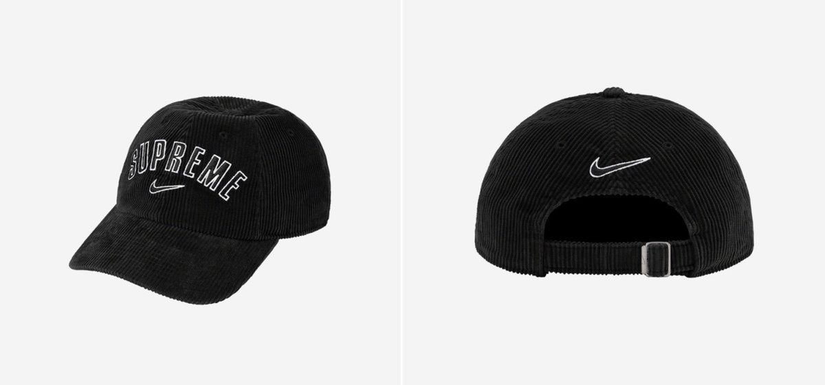 슈프림 x 나이키 아크 코듀로이 6-패널 캡 블랙 모자