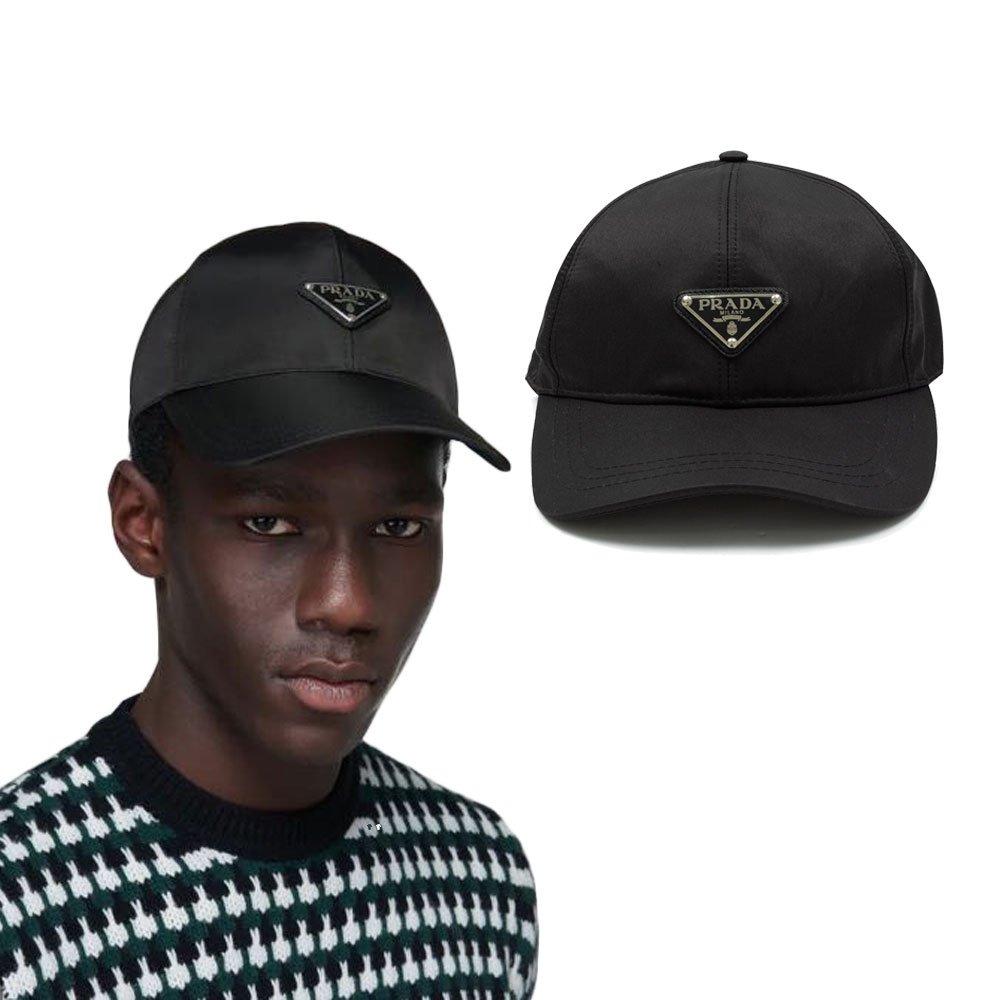 프라다 삼각로고 정면 나일론 볼캡 모자(블랙)