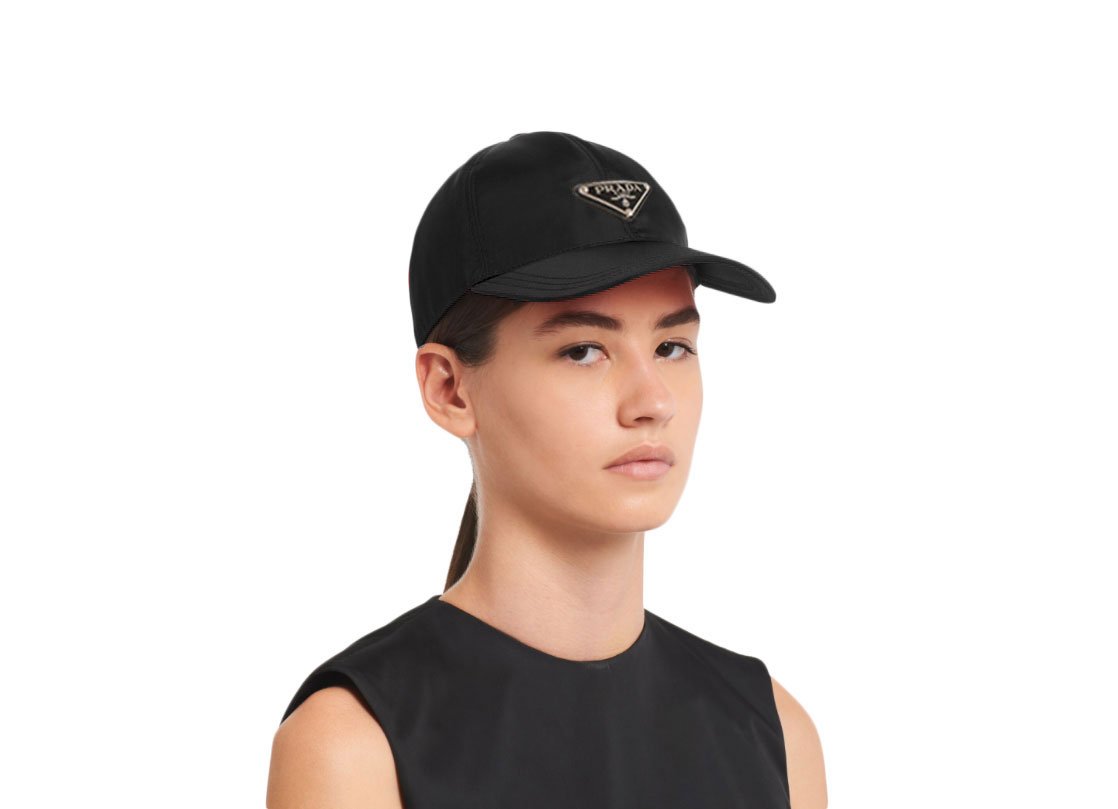 프라다 삼각로고 정면 나일론 볼캡 모자(블랙)