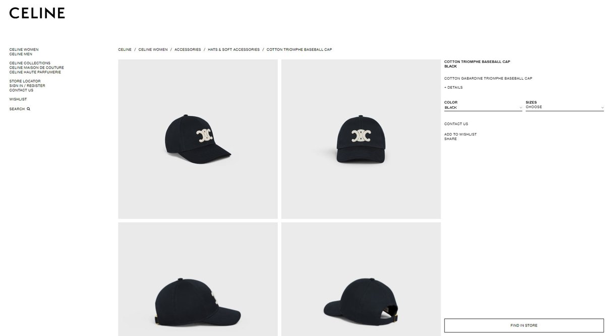 셀린느 트리움페 베이스 볼캡 블랙