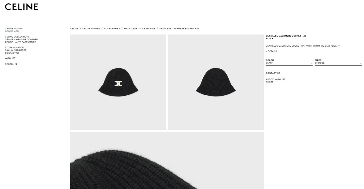 셀린느 트리움페 버킷햇 블랙