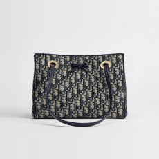 디올 오블리크 보우 쇼퍼백 스몰 베이지/블루