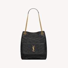 세인트로랑 빈티지 가죽 니키 스몰 쇼핑백 블랙 (채정안 착용)