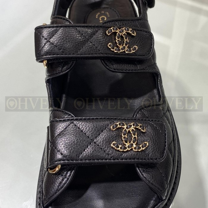 샤넬 크루즈 벨크로 가죽 샌들