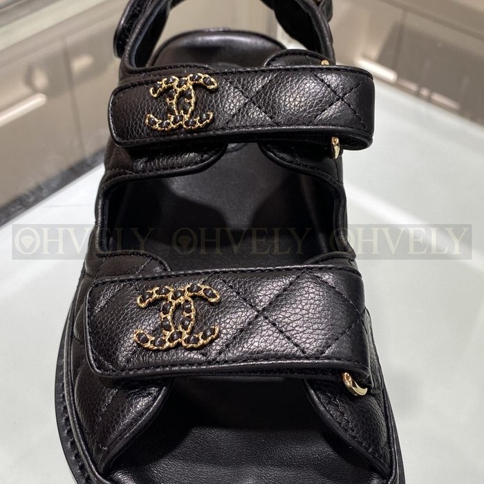 샤넬 크루즈 벨크로 가죽 샌들