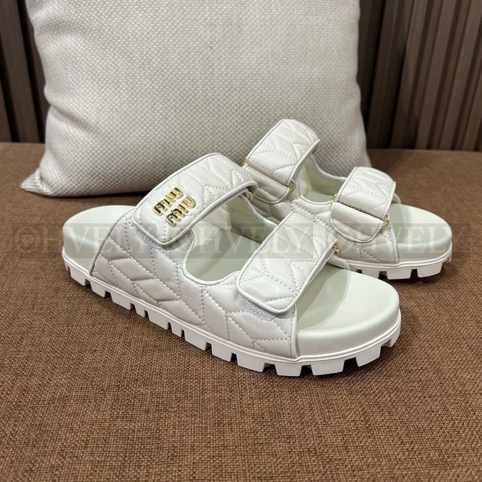 미우미우 마테라쎄 슬라이드 샌들