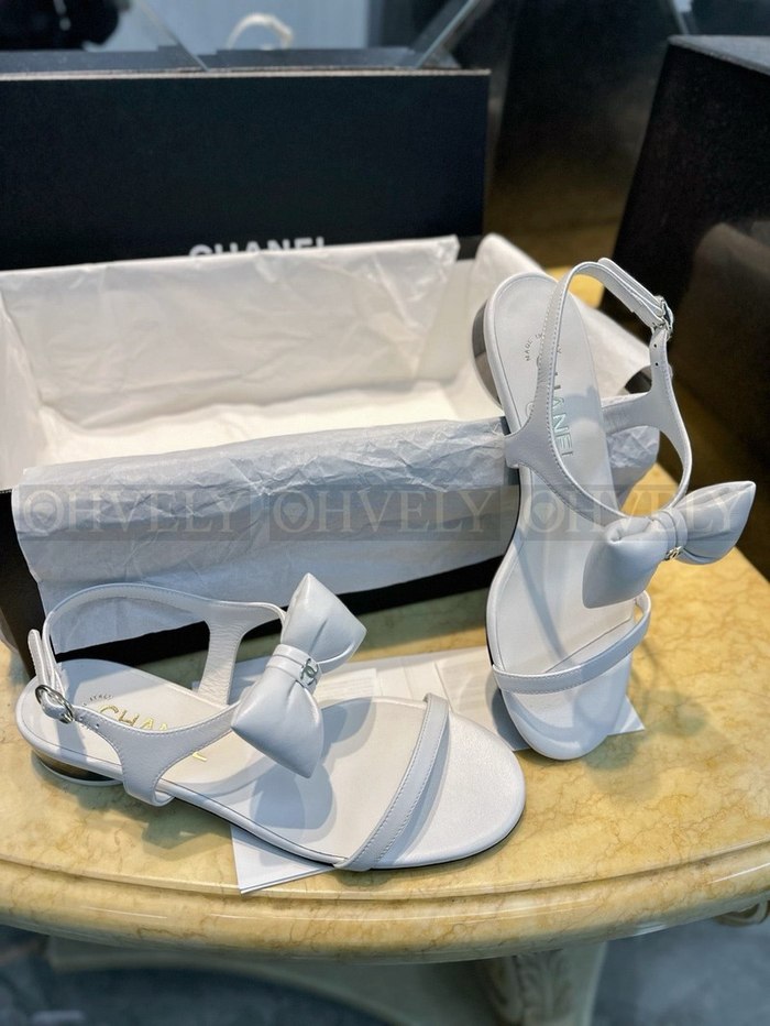 샤넬 CC 리본 샌들 플랫