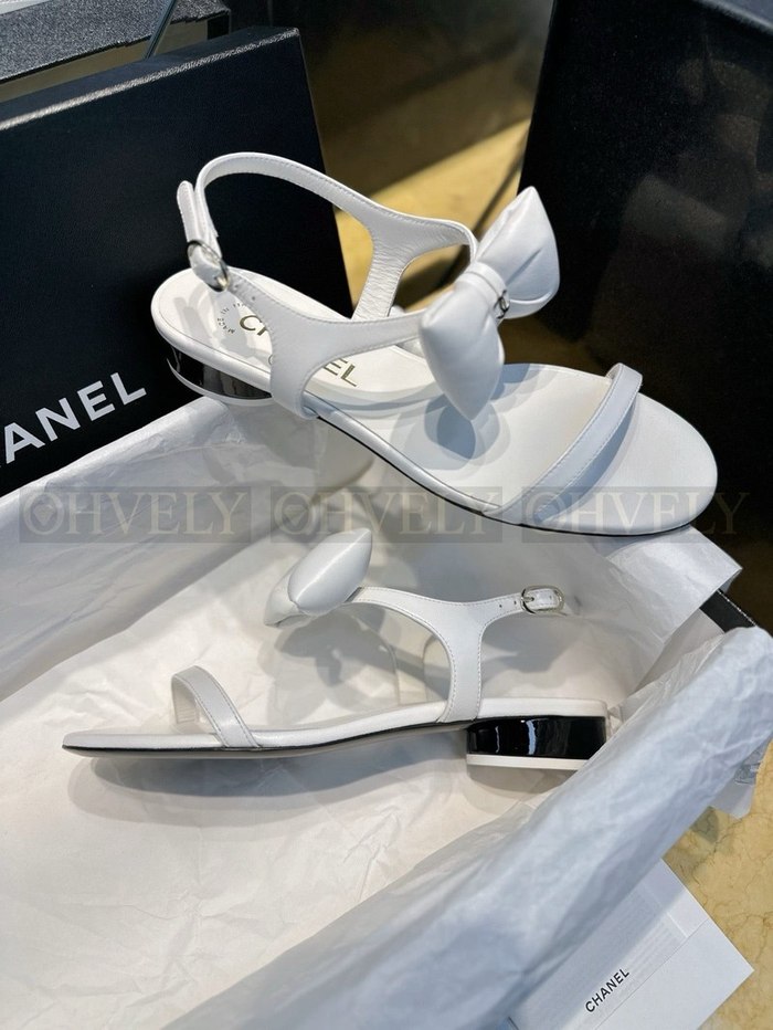 샤넬 CC 리본 샌들 플랫