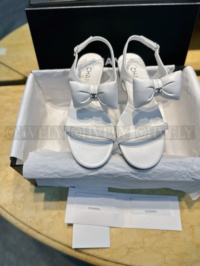 샤넬 CC 리본 샌들 플랫