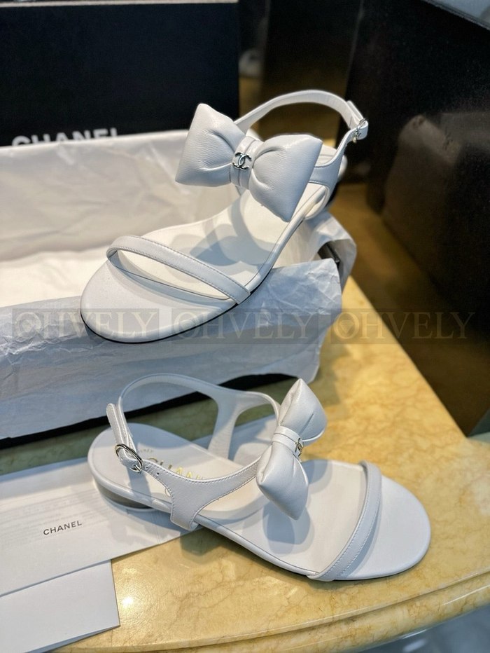 샤넬 CC 리본 샌들 플랫