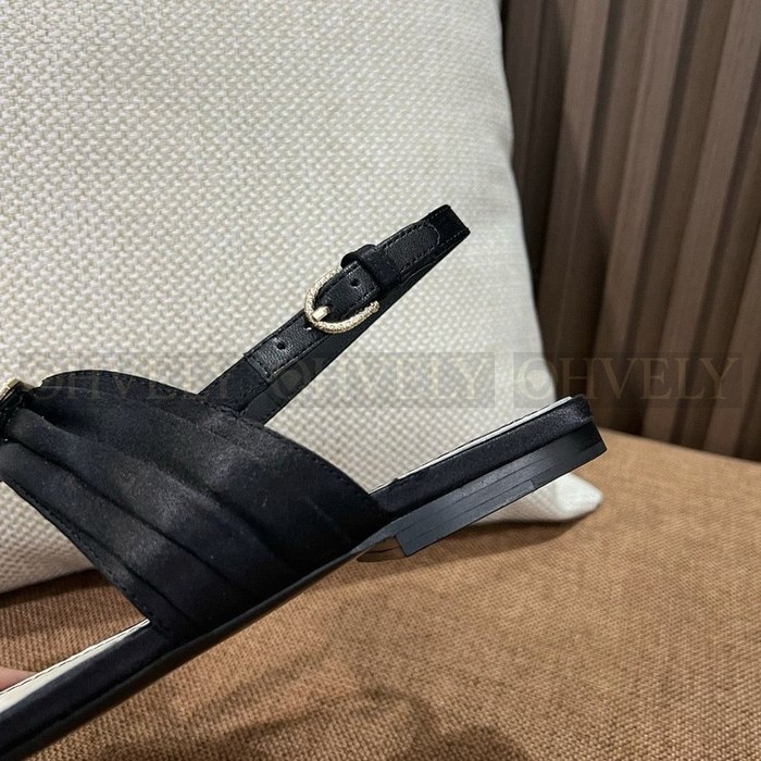 샤넬 라인스톤 코코 마크 새틴 샌들