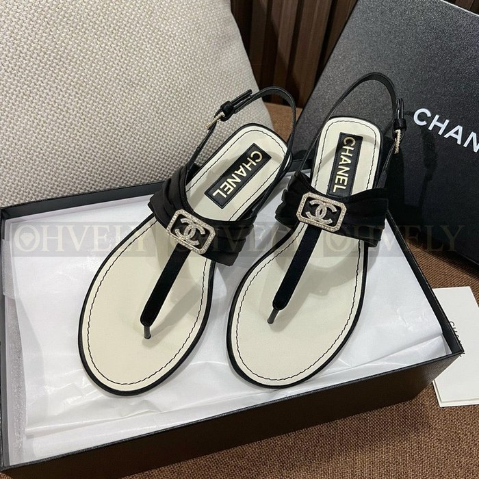 샤넬 라인스톤 코코 마크 새틴 샌들