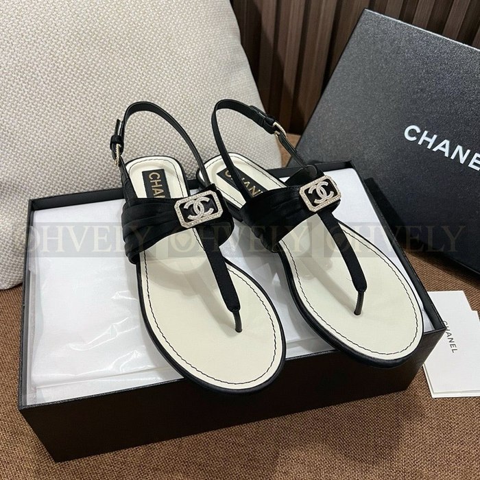 샤넬 라인스톤 코코 마크 새틴 샌들