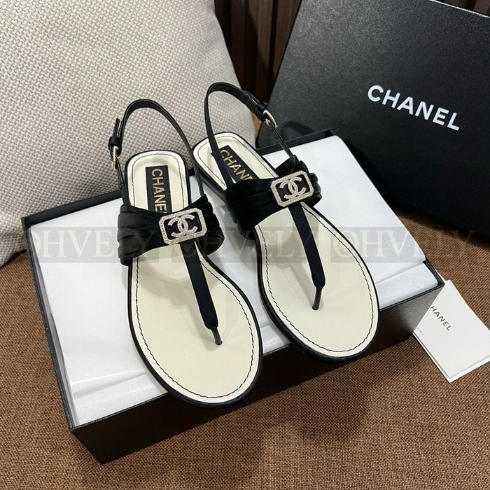 샤넬 라인스톤 코코 마크 새틴 샌들