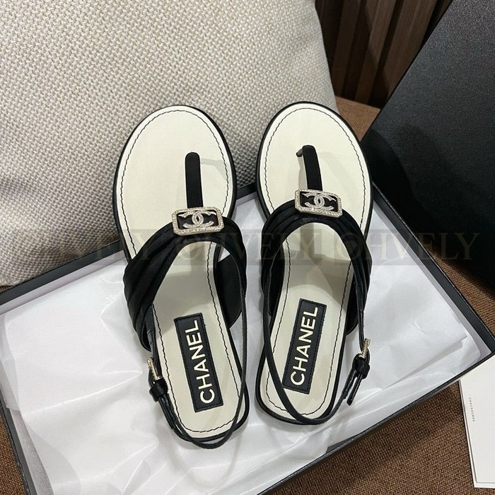 샤넬 라인스톤 코코 마크 새틴 샌들