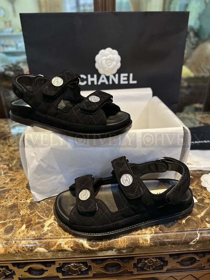 샤넬 CC 버튼 벨크로 샌들