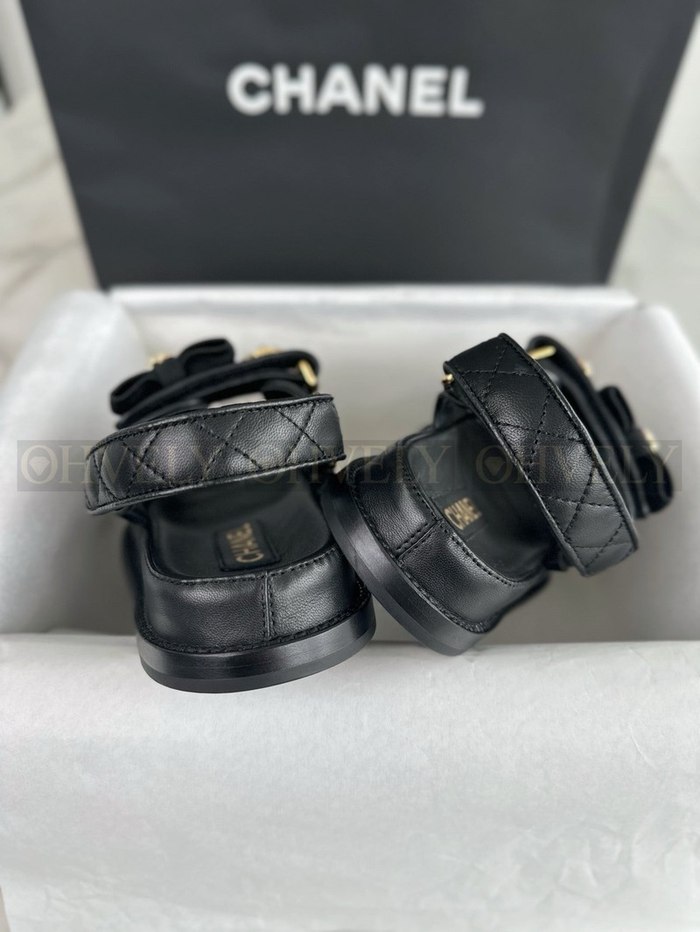 샤넬 진주 리본 벨크로 샌들