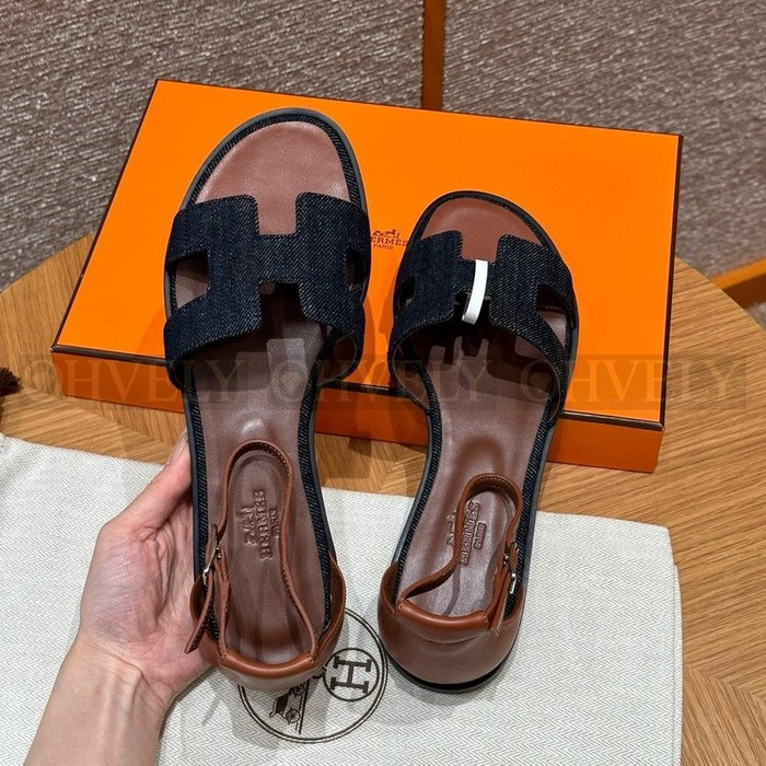 에르메스 Santorini 산토리니 샌들 데님