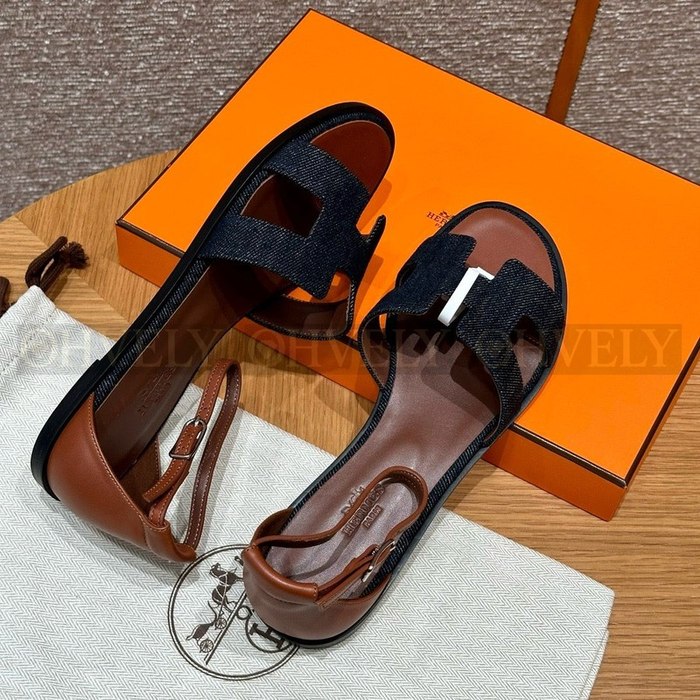 에르메스 Santorini 산토리니 샌들 데님